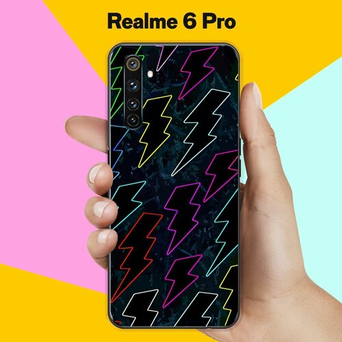 Силиконовый чехол на realme 6 Pro Молнии 7 / для Реалми 6 Про силиконовый чехол на realme 6 pro цветы красные для реалми 6 про