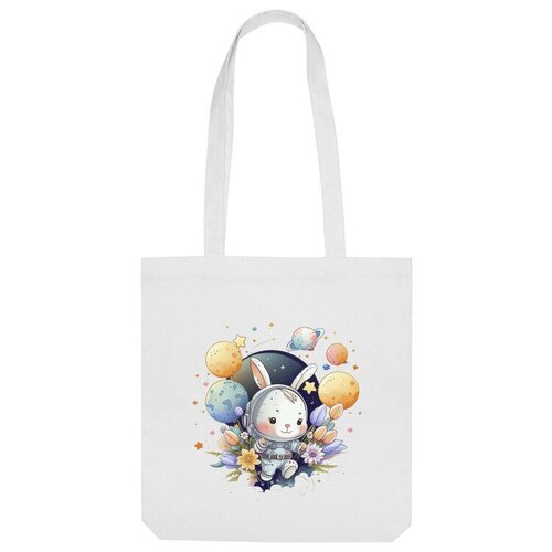 Сумка шоппер Us Basic, белый плакат заяц с цветами а3