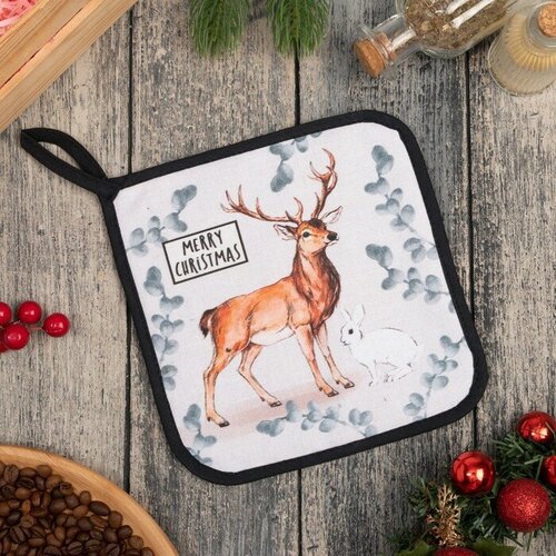 Прихватка Merry Christmas 19х19 см саржа 100 хлопок ватин 250 гм2 482₽