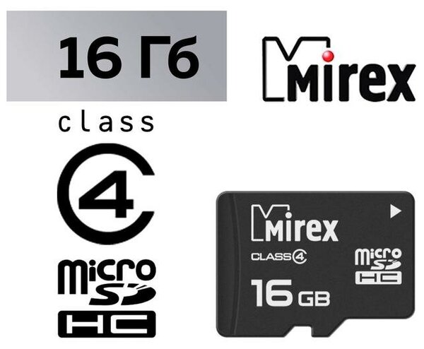 Mirex Карта памяти Mirex microSD, 16 Гб, SDHC, класс 4