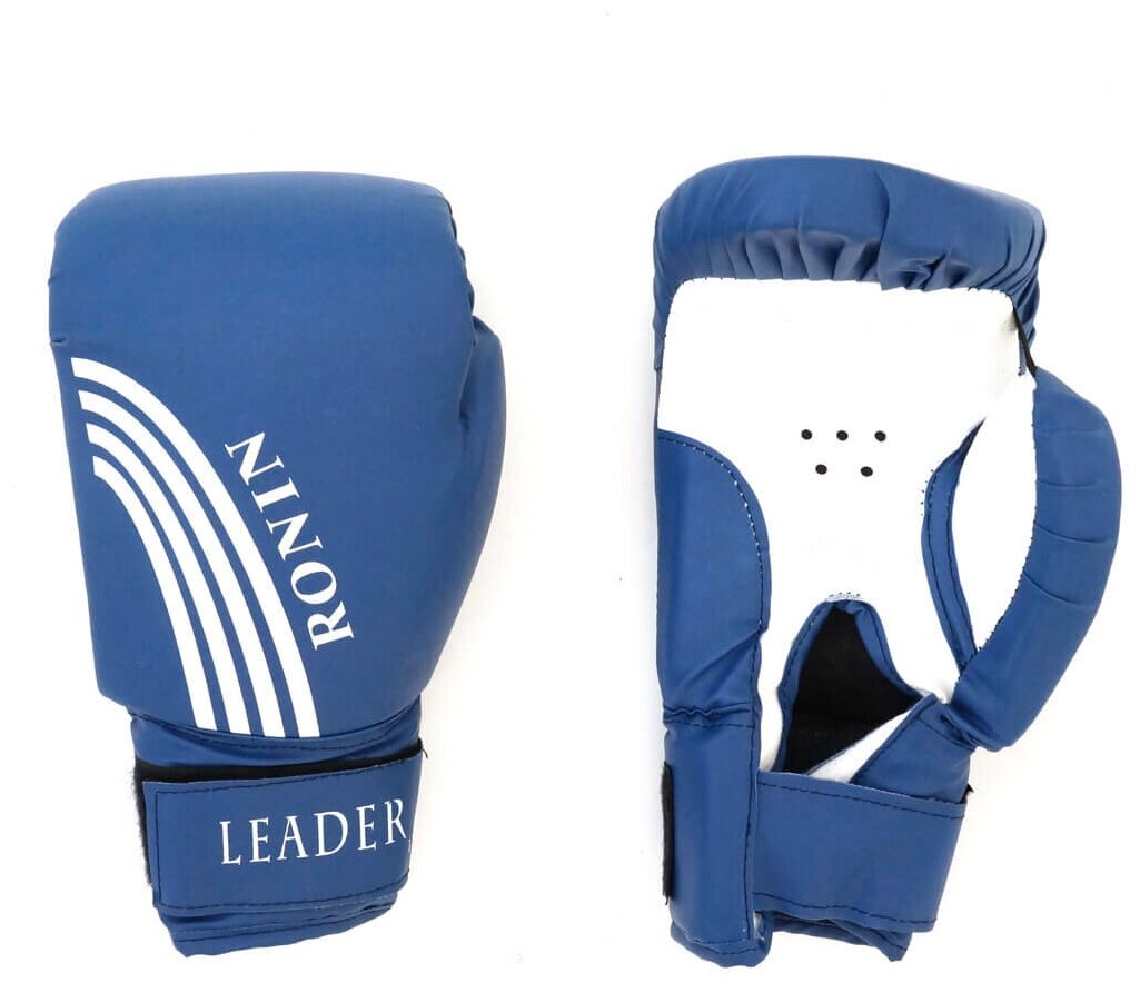 Перчатки боксерские Ronin Leader 10унций цвет синий с белыми полосами