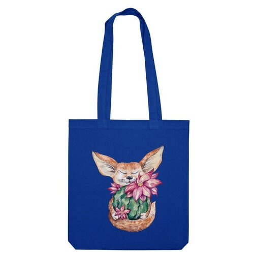 Сумка шоппер Us Basic, синий сумка фенек лиса и цветущий кактус бежевый