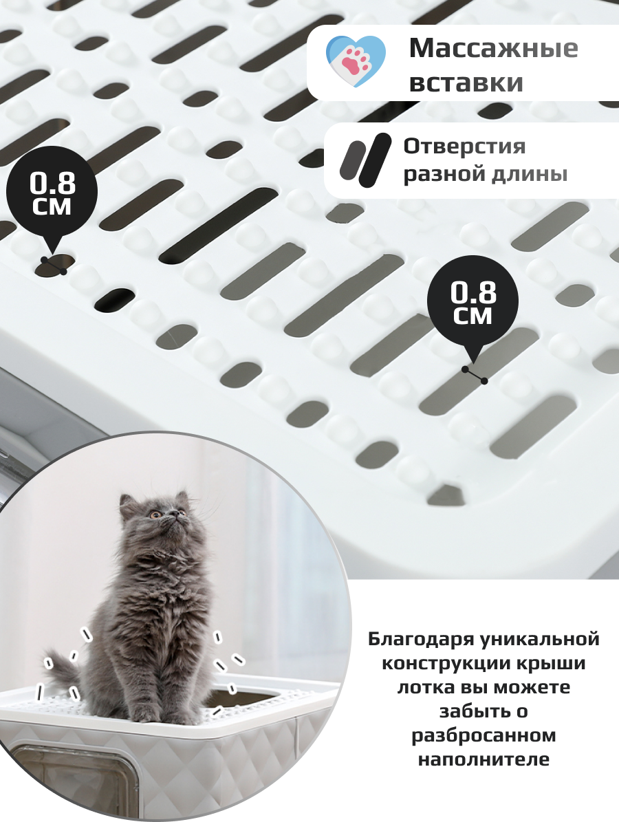 Туалет-домик для кошек Argyle (Серый) - фотография № 5