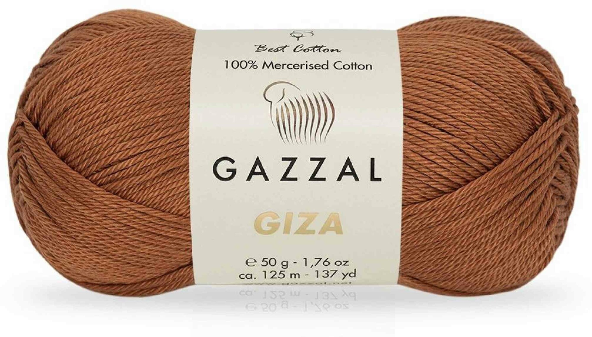 Пряжа Gazzal Giza рыже-коричневый (2484), 100%мерсеризованный хлопок, 125м, 50г, 1шт