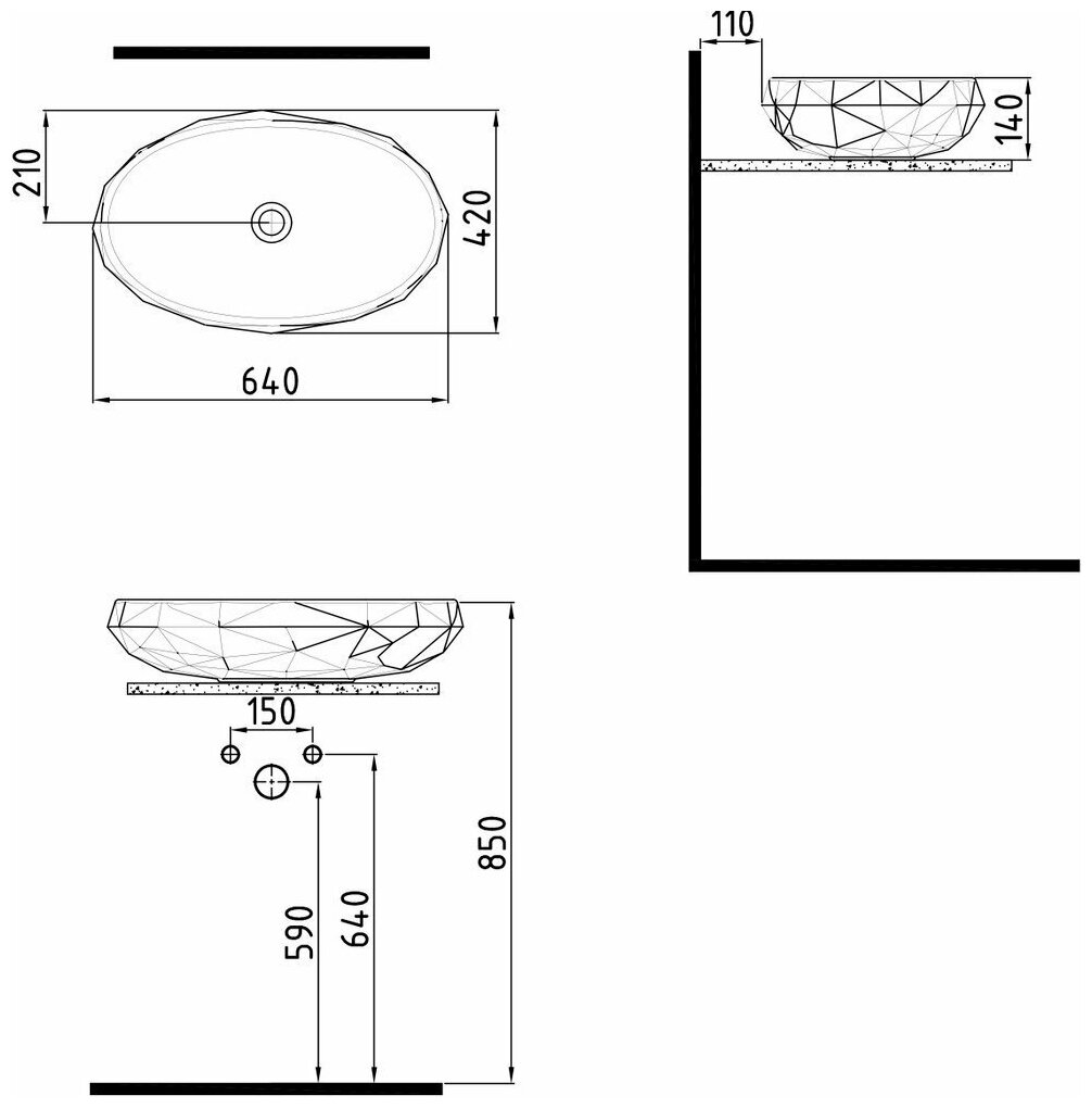 Раковина Bien Moly MLLG06201FD0W3000