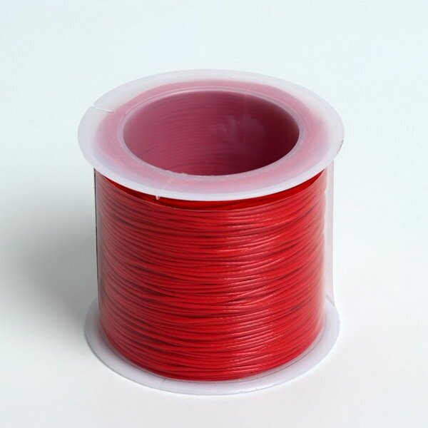 Шнур вощеный из полиэстера d=0.5 мм, L=50 м, цвет ярко-красный