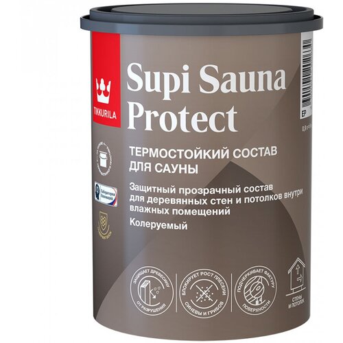 Tikkurila Supi Sauna Protect EP / Тиккурила Супи состав защитный для стен и потолков в бане и сауне 0,9л