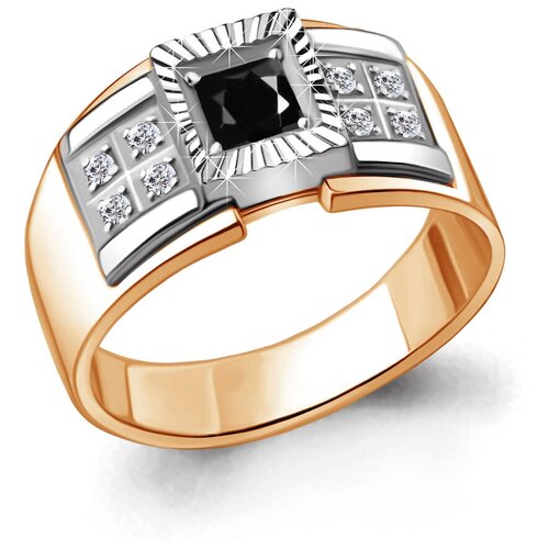 фото Золотое кольцо aquamarine 62050ч с фианитом diamant-online