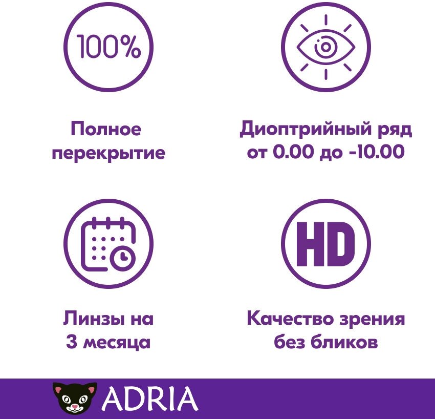 Контактные линзы цветные ADRIA, Adria Effect color, Квартальные, TOPAZ, -10,00 / 14,5 / 8,6 / 2 шт.