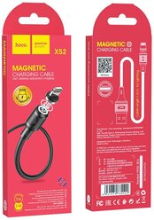 USB кабель Hoco X52 для зарядки, Lightning 8-pin, 2.4А, магнитный, 1 метр, PVC, черный