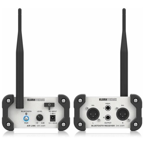 KLARK TEKNIK DW 20BR Приёмник стерео 2,4 ГГц, Bluetooth v4.2, регулировка уровня, выходы Jack и XLR, радиус 30 метров, крепление на стену klark teknik dn9630