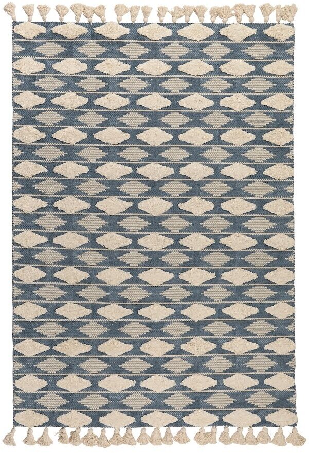 Ковер из хлопка Tkano синего цвета Argyle из коллекции Ethnic, 160х230 см (TK20-DR0038)