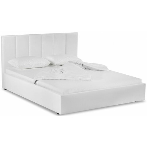 Полутораспальная кровать Woodville Афродита-3 140х200 с ПМ экокожа белая