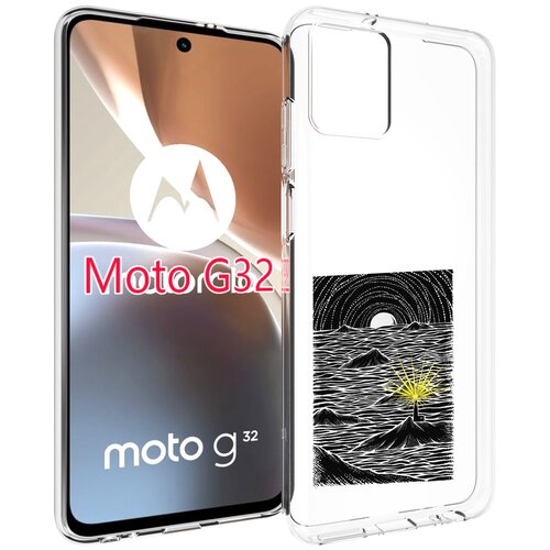 Чехол MyPads маяк в черно белом море для Motorola Moto G32 задняя-панель-накладка-бампер