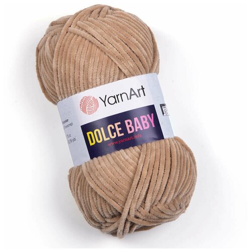 фото Пряжа для вязания yarnart dolce baby (ярнарт дольче беби) - 5 мотков 747 бежевый, фантазийная, велюровая для игрушек 100% микрополиэстер 85м/50г