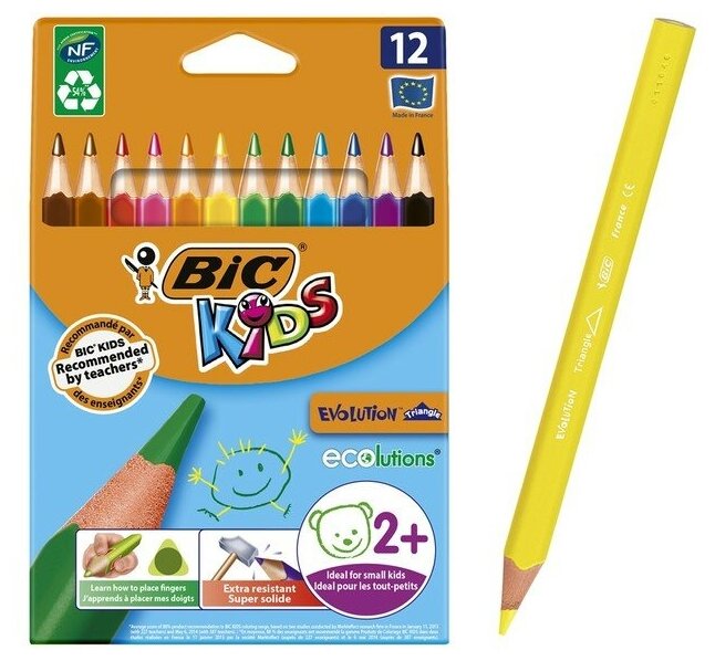 Карандаши цветные BIC Kids Evolution треугольные, 12 шт. (829735) - фото №17