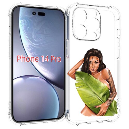 Чехол MyPads девушка-модель-с-большим-листом женский для iPhone 14 Pro задняя-панель-накладка-бампер