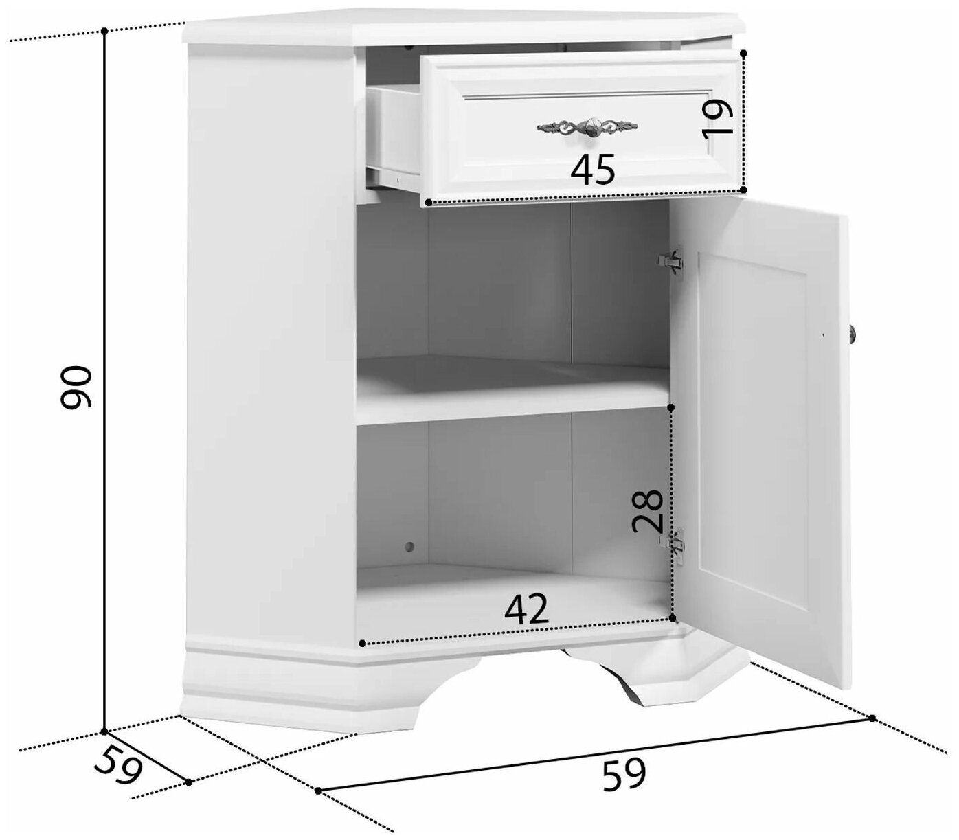 Тумба Black Red White Кентаки KOMN1D1S/P белый - фотография № 3