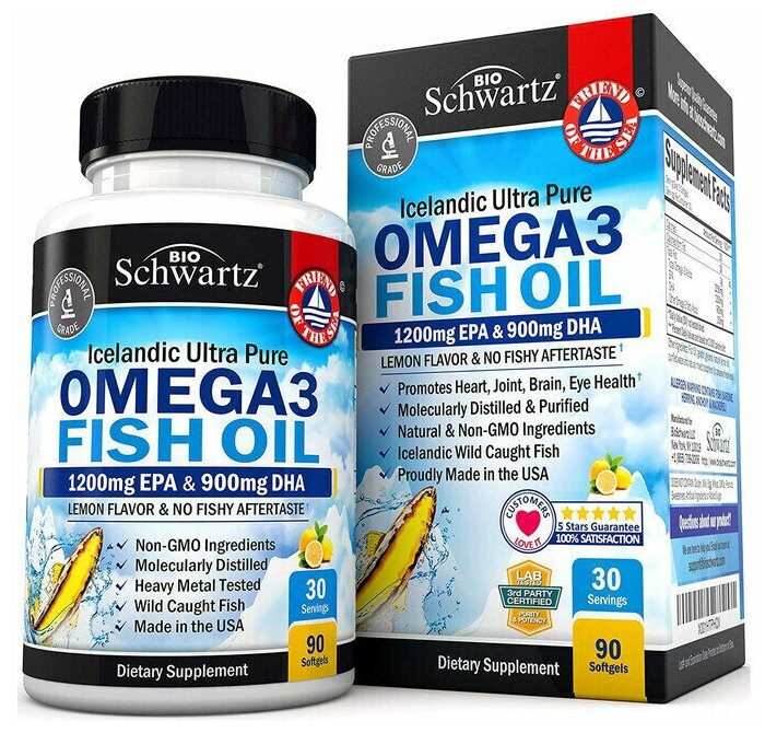 Omega 3 Fish Oil 1200mg EPA / 900mg DHA, 90 капсул
