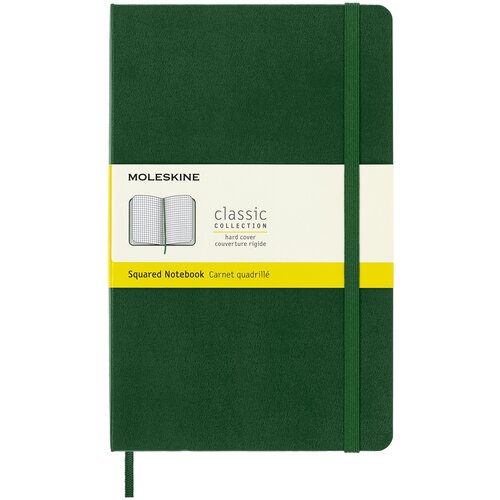 Блокнот Moleskine Classic Large, в клетку, 120 листов, зеленый блокнот moleskine classic qp062k15 large 130х210мм 240стр нелинованный твердая обложка зеленый