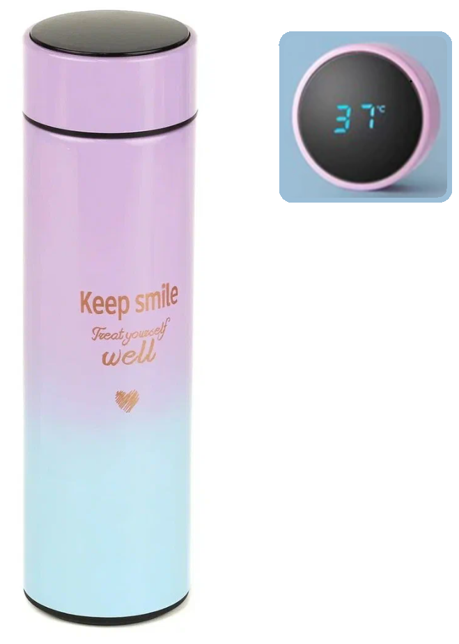 Умный термос с датчиком температуры 0.5л / Smart Cup / Бирюзовый KEEP SMILE - фотография № 1