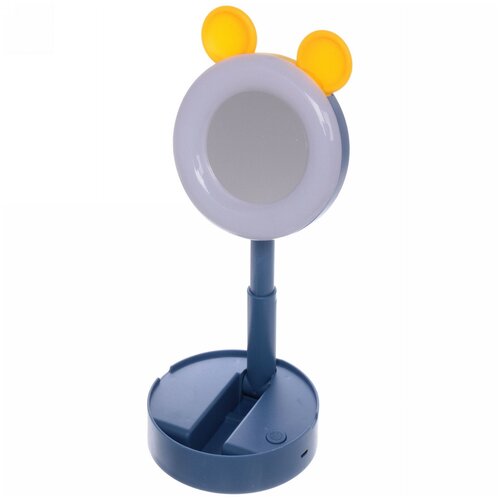 Настольная лампа складная с зеркалом «Marmalade-Чудо мишка» LED цвет синий