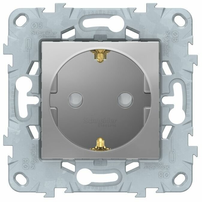 NU505730 Розетка Schneider Electric Unica New скрытый монтаж, с заземлением, со шторками, алюминий