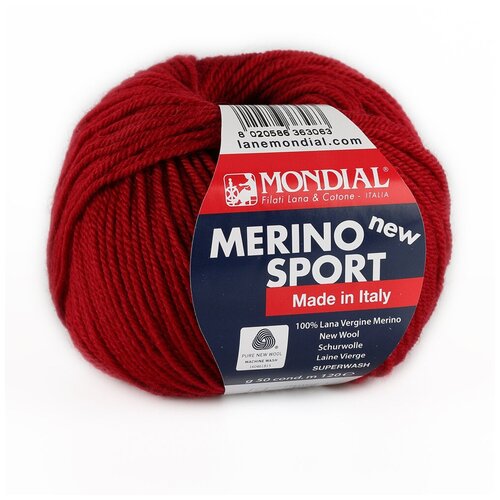 Пряжа Merino Sport new Mondial - 1 моток 120 м 50 гр цвет 407 374₽