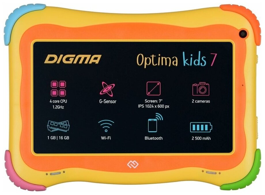 Детский планшет DIGMA Optima Kids 7, 1GB, 16GB, Android 8.1 разноцветный [ts7203rw2]