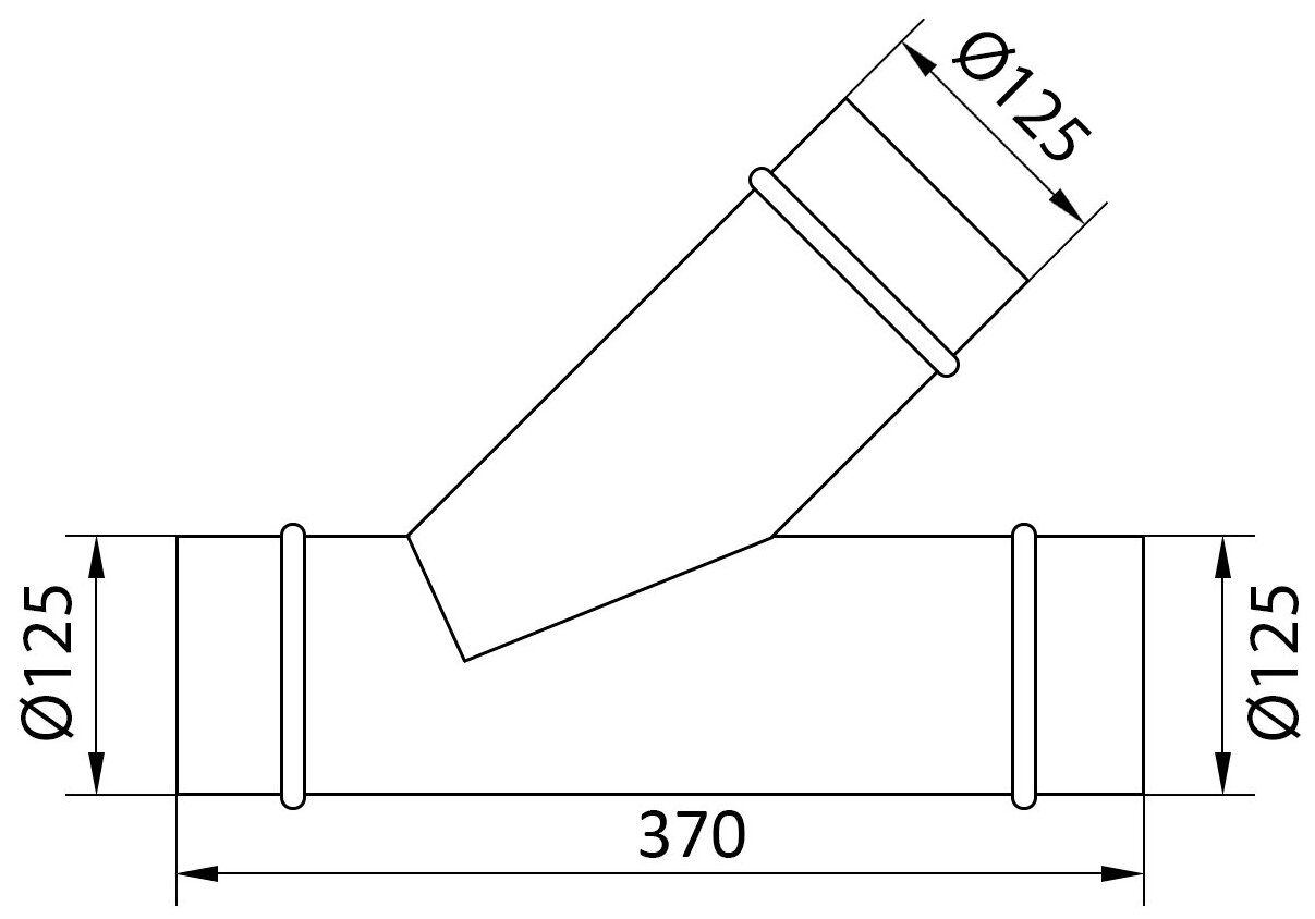 Тройник оцинкованный для воздуховодов d125 45 (37см) - фотография № 2