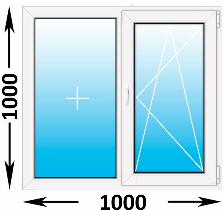 Пластиковое окно Veka WHS 60 двухстворчатое 1000x1000 (ширина Х высота) (1000Х1000)