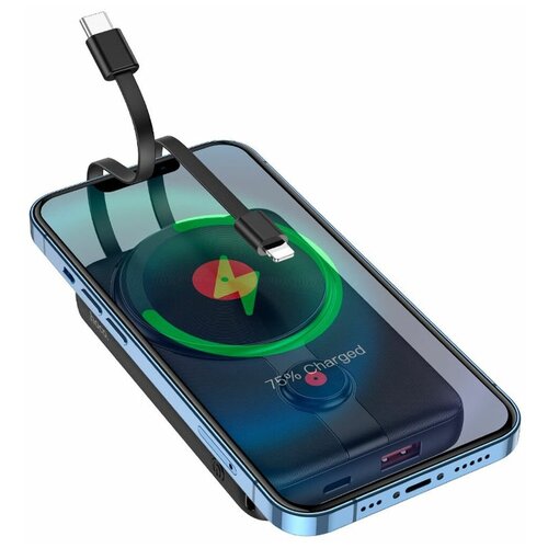 Внешний аккумулятор повер банк 10000mAh QC30PD с беспроводной быстрой зарядкой дисплеем Hoco J92 Path MagSafe USB Type C Черный 209000₽
