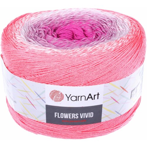 пряжа yarnart flowers vivid малиновый коричневый белый 501 55%хлопок 45%акрил 1000м 250г 3шт Пряжа YarnArt Flowers vivid коралл-сирень-белый-фуксия (511), 55%хлопок/45%акрил, 1000м, 250г, 3шт