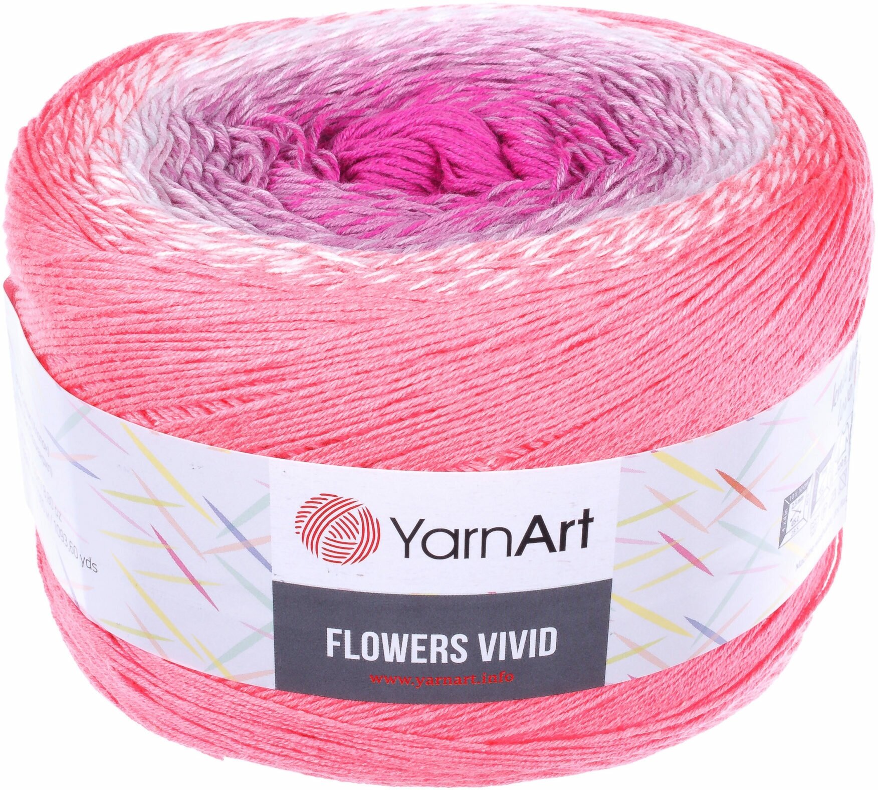 Пряжа YarnArt Flowers Vivid 511, 1 шт, 1000м/250г, 55% хлопок, 45% полиакрил - фотография № 2