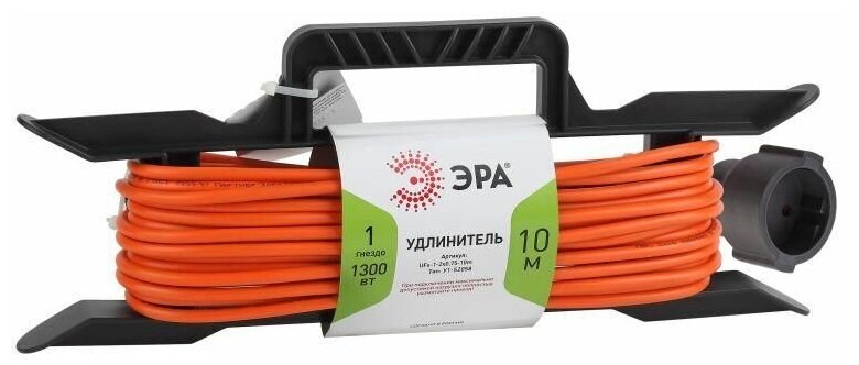 Удлинитель-шнур на рамке 1х10м без заземл. 6А IP20 UFx-1-2х0.75-10m ПВС 2х0.75 Эра Б0046820