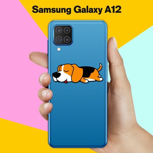 силиконовый чехол довольный бигль на samsung galaxy a12 Силиконовый чехол Уставший бигль на Samsung Galaxy A12