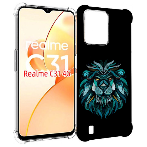 Чехол MyPads Лев-красивый-зеленый для OPPO Realme C31 задняя-панель-накладка-бампер чехол mypads лев 3 для oppo realme c31 задняя панель накладка бампер