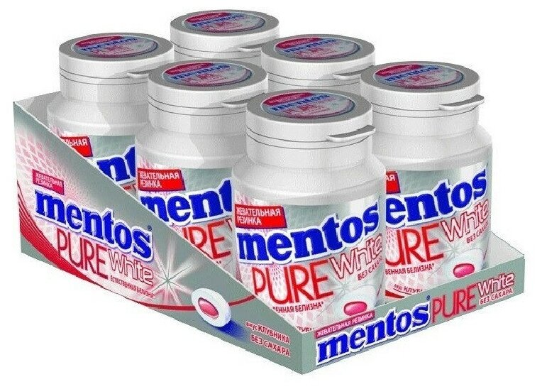 Жевательная резинка Mentos Pure White Клубника, 54г - фотография № 4