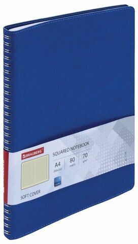 Бизнес-тетрадь А4 Brauberg "Office PRO", 80 листов, кожзам под кожу, гребень, синяя, 2шт. (111048)