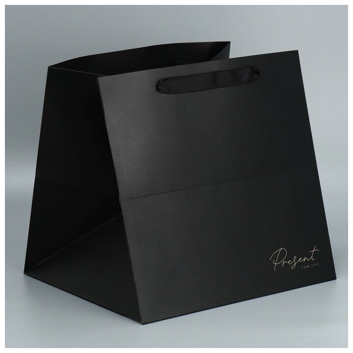Дарите Счастье Пакет подарочный квадратный, упаковка, «Present», 30 х 30 х 30 см