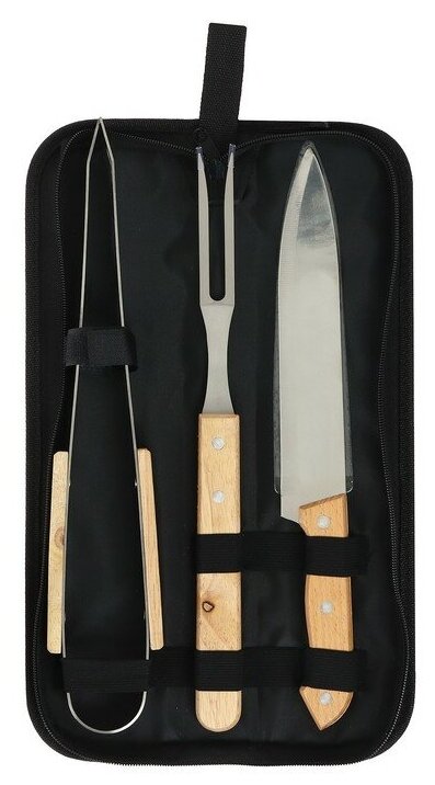 Maclay Набор для барбекю: нож, вилка, щипцы, 33 см