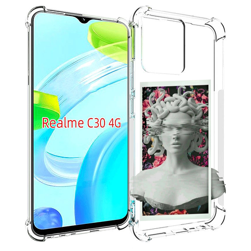 Чехол MyPads статуя-медузы для Realme C30 4G / Narzo 50i Prime задняя-панель-накладка-бампер