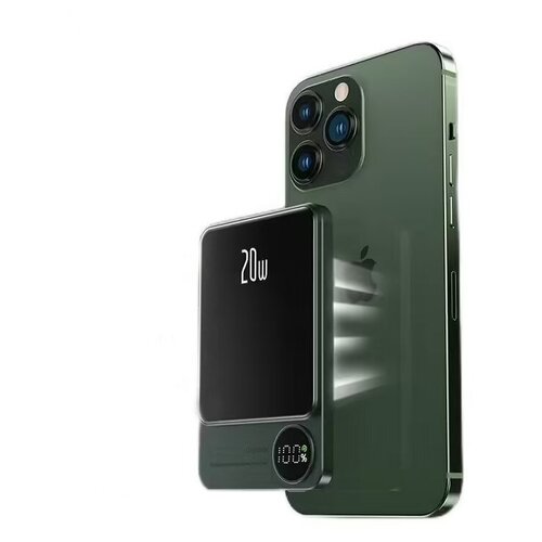 Внешний магнитный аккумулятор MagSafe Power bank Магнитная быстрая зарядка повер банк 5000 мАч 20W Зарядное устройство для смартфона Зеленый 269900₽