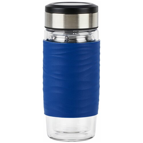 Термокружка Emsa Tea Mug N2080500, 0.4 л, для чая, с ситечком, стекло, синий