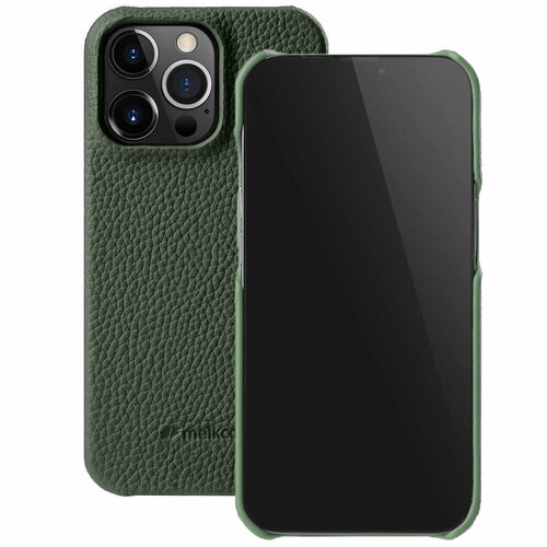 Кожаный чехол накладка Melkco для Apple iPhone 13 Pro (6.1) - Snap Cover, темно-зелёный