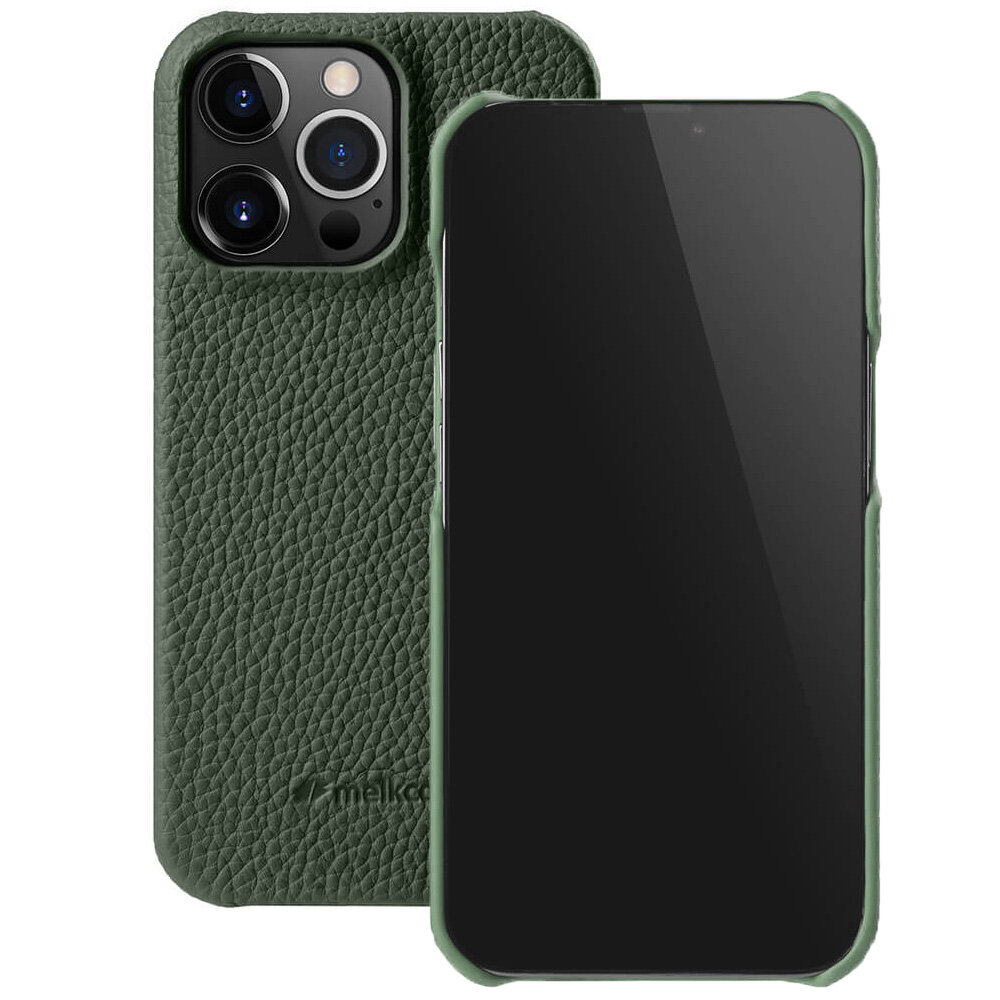 Кожаный чехол накладка Melkco для Apple iPhone 14 Pro Max (6.7") - Snap Cover, темно-зеленый