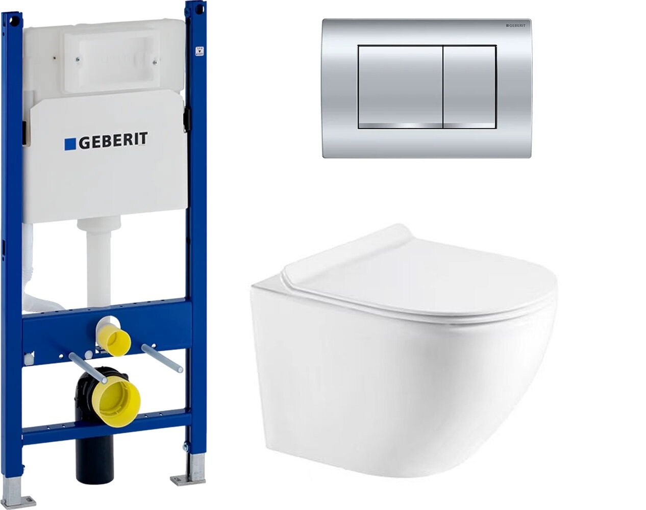 Geberit 458.163.21.1 Delta 30 + Унитаз безобадковый Azario Grado сиденьем