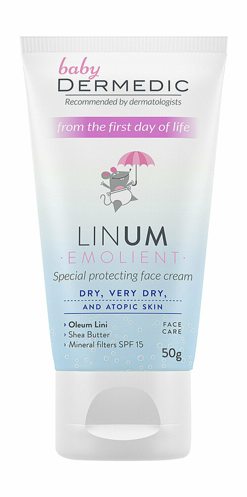 DERMEDIC Детский крем с первых дней жизни защитный SPF 15 Linum Emollient Baby, 50 мл