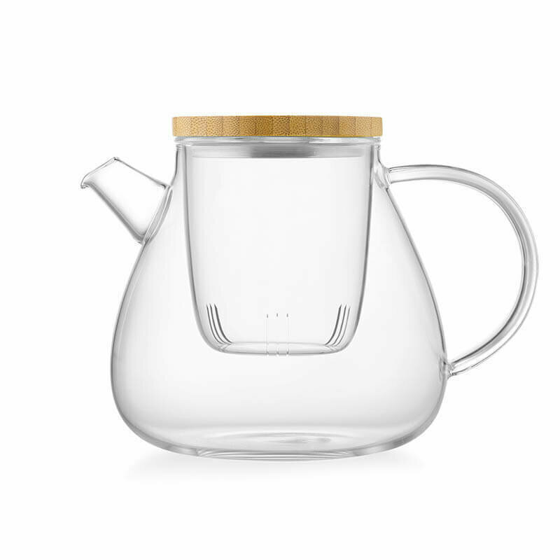 Чайник SAMADOYO Glass Tea Pot, 900 мл, боросиликатное стекло, бамбук, прозрачный (S'095)