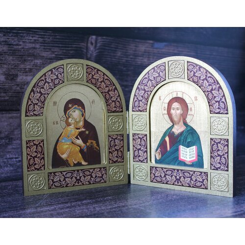 икона божия матерь владимирская волоколамская размер иконы 30х40 Диптих Спаситель, Божия Матерь Владимирская